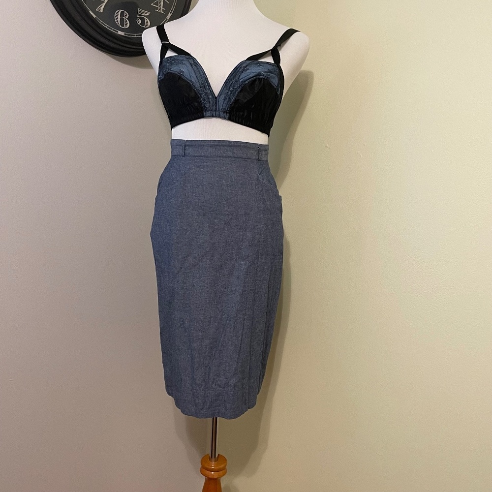 Trashy Diva Chambray Pocket Skirt sz 4 Gently Worn no belt